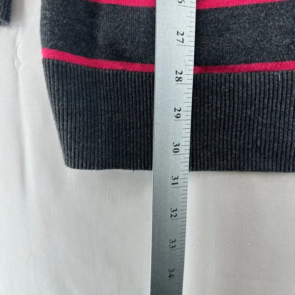 Caslon Sweater Womens Size S Striped Tunic Zip Shoulder Long Sleeve Gray Pink - Picture 11 of 11